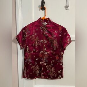 Large Red Women Cheongsam Shirt